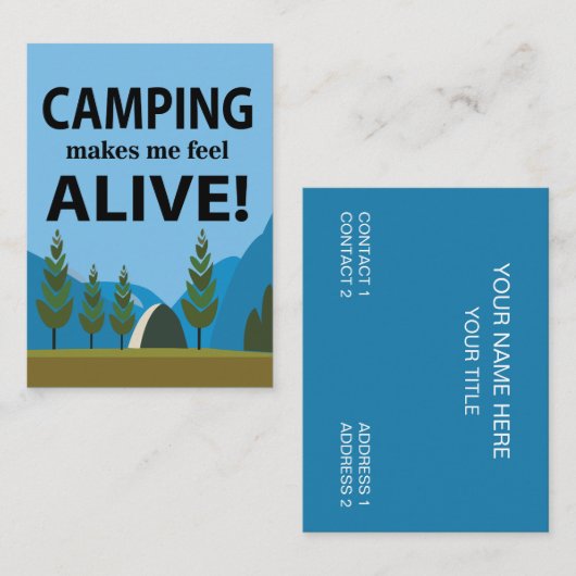 Carte De Visite Camping Me Fait Me Sentir Vivant Camping (Devant / Derrière)