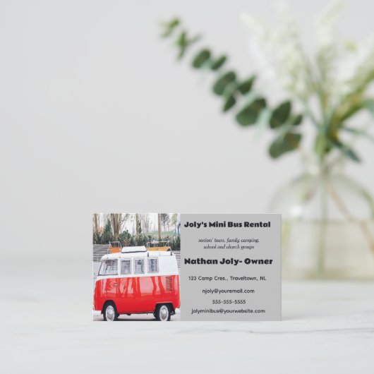 Carte De Visite Camping mini-bus modifiable (Debout devant)