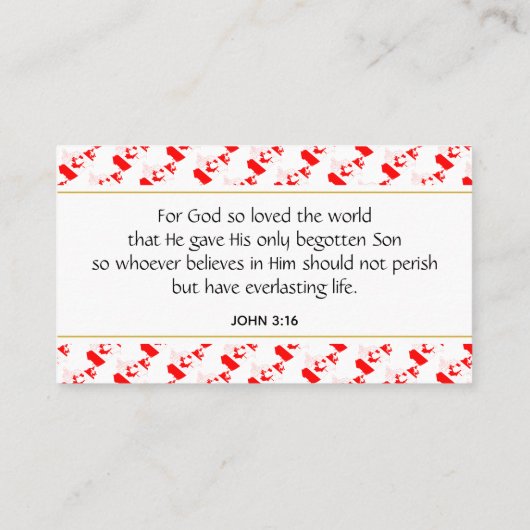 Carte De Visite CANADA Écriture chrétienne John 3:16 (Dos)