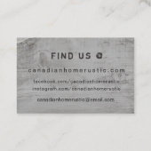 Carte De Visite Canadian Rustic Bois Thème de travail Canad Drapea (Dos)