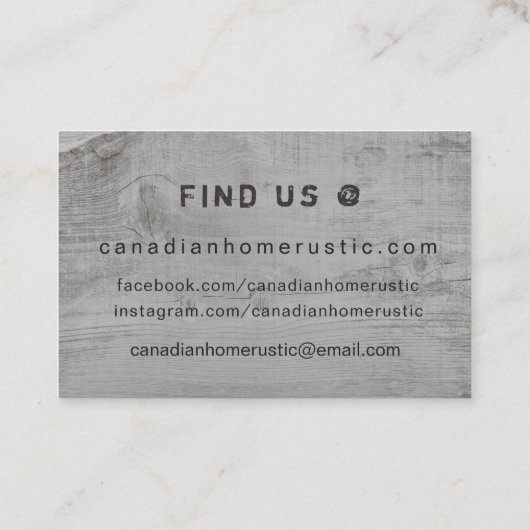 Carte De Visite Canadian Rustic Bois Thème de travail Canad Drapea (Dos)