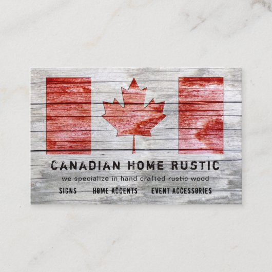 Carte De Visite Canadian Rustic Bois Thème de travail Canad Drapea (Devant)