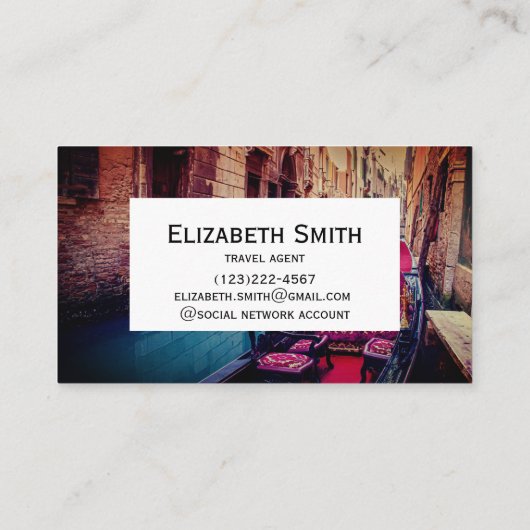 Carte De Visite Canal avec gondole traditionnelle à Venise, Italie (Dos)