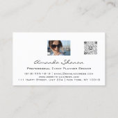 Carte De Visite Canapé du planificateur d'événements QrCode photo  (Dos)