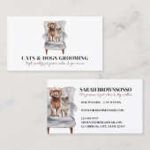 Carte De Visite Canapé moderne blanc Poodé Chien Scottish Cat Pet (Devant / Derrière)