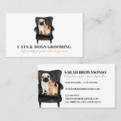 Carte De Visite Canapé noir blanc Carlin chien chat animal (Devant / Derrière)