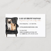 Carte De Visite Canapé noir blanc Carlin chien chat animal (Dos)