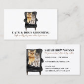 Carte De Visite Canapé noir blanc Yorkie Chien Scottish Chat Pet (Devant / Derrière)
