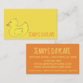 Carte De Visite Canard en caoutchouc jaune Enseignant de garderie (Devant / Derrière)