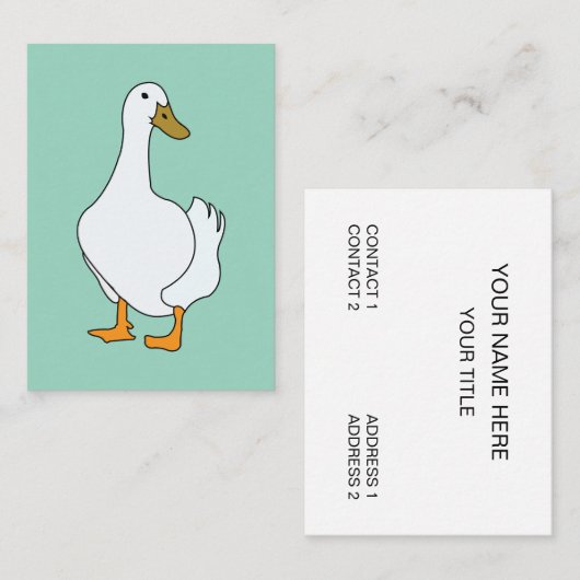 Carte De Visite Canard Oiseau Canard Blanc (Devant / Derrière)