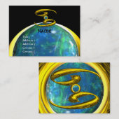 Carte De Visite CANCER jaune pâle noir gris bleu (Devant / Derrière)