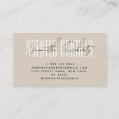 Carte De Visite Candermaker typographie moderne script beige (Dos)