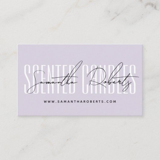 Carte De Visite Candermaker typographie moderne script lavande (Devant)