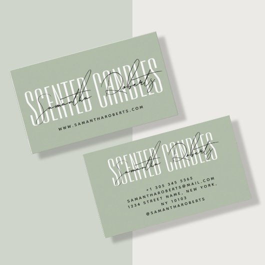Carte De Visite Candermaker typographie moderne script sauge vert