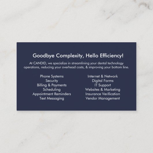 Carte de visite Candid (Dos)