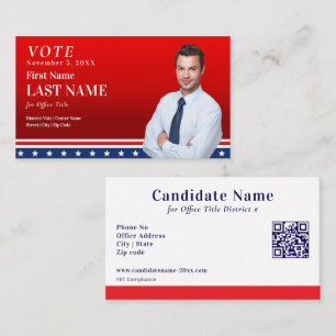 Carte De Visite Candidat rouge de campagne électorale politique pe