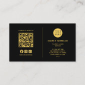Carte De Visite Candle maker QR Code Logo Black And Gold  (Dos)