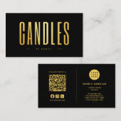 Carte De Visite Candle maker QR Code Logo Black And Gold  (Devant / Derrière)