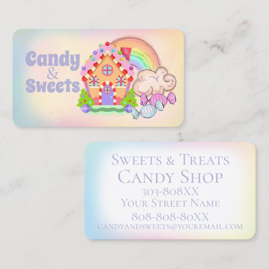 Carte De Visite Candy Land Sweets and Traitements Candy Shop (Devant / Derrière)