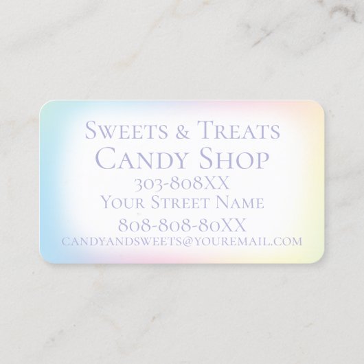 Carte De Visite Candy Land Sweets and Traitements Candy Shop (Dos)