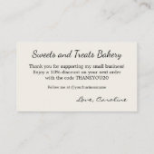 Carte De Visite Candy Small Business Thank You (Dos)