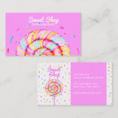 Carte De Visite Candy sucré Lollipop Illustration de rose maison (Devant / Derrière)