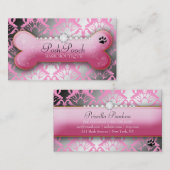 Carte De Visite Caniche snob de rose de miroitement de damassé du (Devant / Derrière)