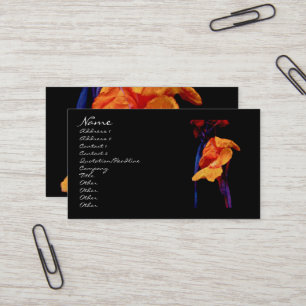 Carte De Visite Canna Lys sur noir avec bleu