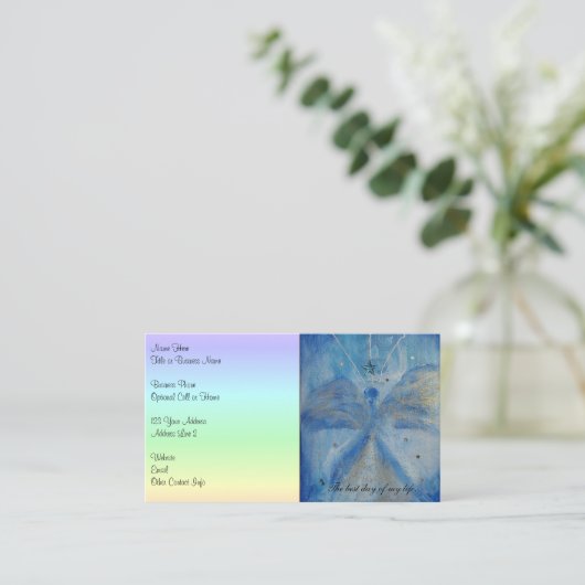 Carte De Visite Canne bleue à code QR (Debout devant)