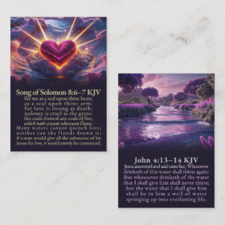 Carte De Visite Cantique des Cantiques 8:6-7 et Jean 4:13-14 KJV C