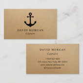 Carte De Visite Capitaine de bateau d'Ancre Rustic Kraft (Devant / Derrière)