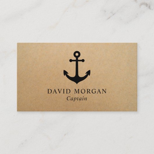 Carte De Visite Capitaine de bateau d'Ancre Rustic Kraft (Devant)