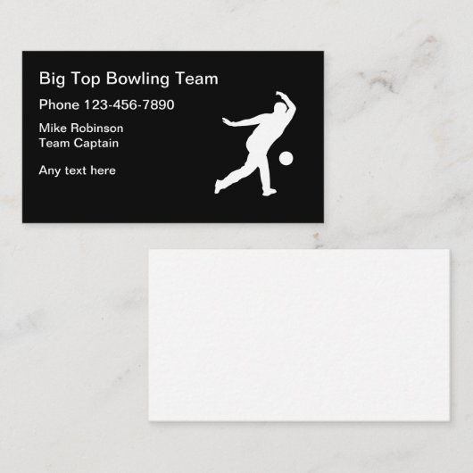 Carte De Visite Capitaine de l'équipe de Bowling (Devant / Derrière)