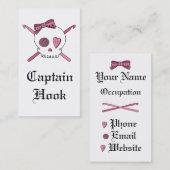 Carte De Visite Capitaine Hook Skull et crochets de crochet (rose) (Devant / Derrière)