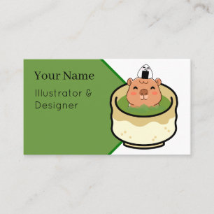 Carte De Visite Cappuccino Matcha au Caractère Mignon de Capybara