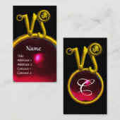 Carte De Visite CAPRICORN ZODIAC SIGNE JEWEL MONOGRAM, Rubis rouge (Devant / Derrière)