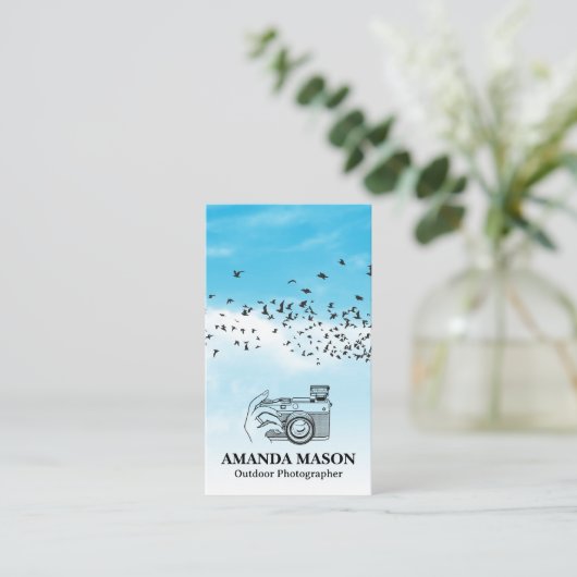 Carte De Visite Capture de la caméra | Oiseaux dans le ciel (Debout devant)