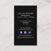 Carte De Visite Capture d'écran de la photo Photographe des médias (Dos)