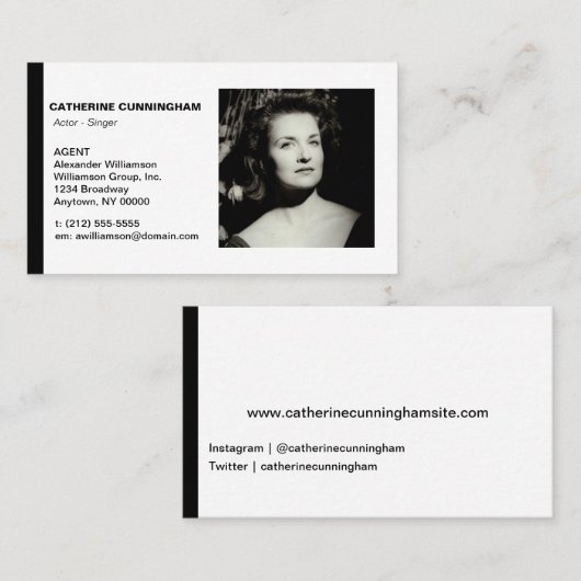 Carte De Visite Capture d'écran de l'acteur noir (Devant / Derrière)