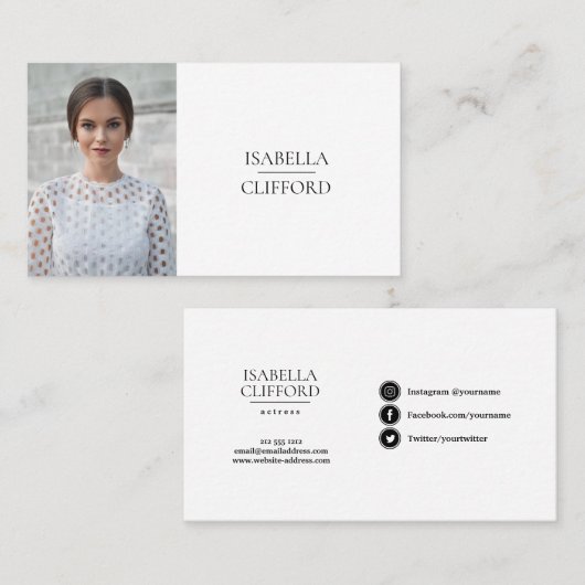 Carte De Visite Capture d'écran d'un modèle d'acteur (Devant / Derrière)