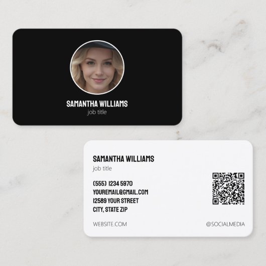 Carte De Visite Capture d'écran QR ou logo personnalisé (Devant / Derrière)