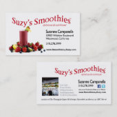 Carte De Visite Car de nourriture de nutritionniste de Smoothies (Devant / Derrière)