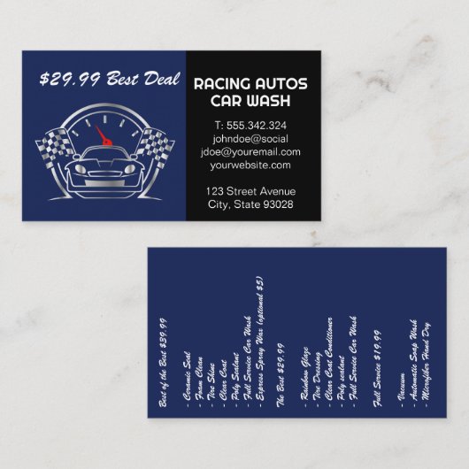 Carte De Visite Car Racing Auto Services (Devant / Derrière)