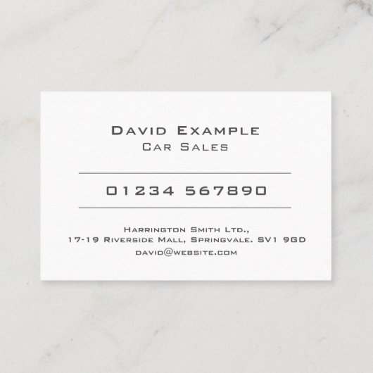 Carte De Visite Car Sales (Dos)