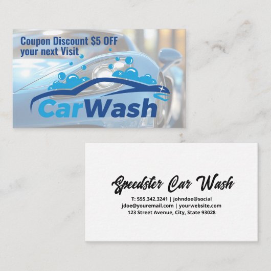 Carte De Visite Car Wash Graphics | Soap Bubbles | Auto Service (Devant / Derrière)