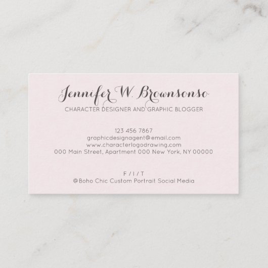 Carte De Visite Caractère portrait fille customisé imprimé (Dos)