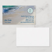 Carte De Visite Caraibes Sea Beach Scene Logo Sea Blue Text (Devant / Derrière)