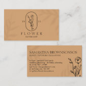 Carte De Visite Caramel Elegant Ivy Shadow Leaf Frame Flower (Devant / Derrière)