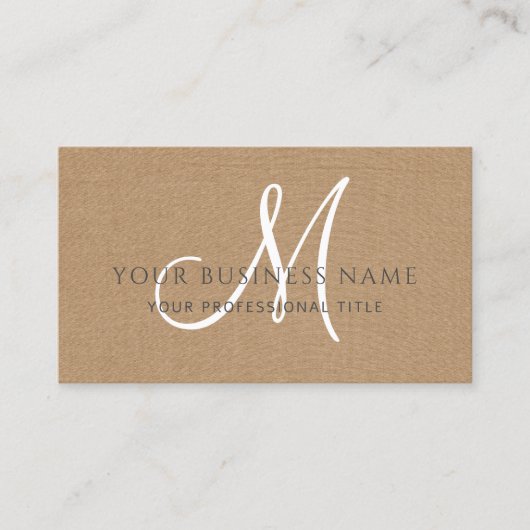 Carte De Visite Caramel Linge Brown Simple Monogramme minimal (Devant)