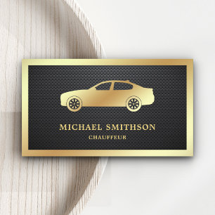 Carte De Visite Carbone Noir Fibre Or Chauffeur Automobile Profess
